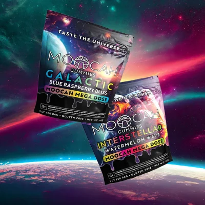 MOOCAH Mega Dose Galactic Blue Raspberry Bliss Gummies
